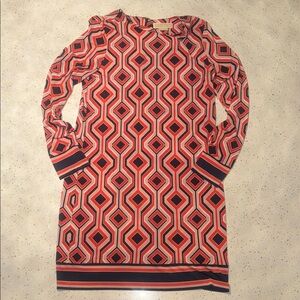 Michael Kors Red and Black Geometric Sweater Dress